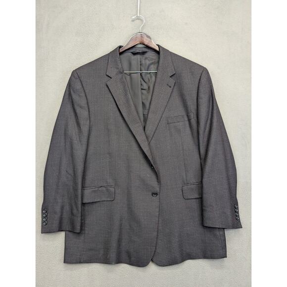 JOS A BANK Men's Plaid Sport Coat Blazer Two Button Wool Silk Gray Red Size 52R